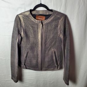 Koç Metallic Woven Leather Jacket Size Small (EU 40)